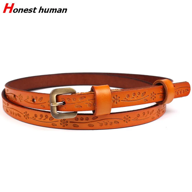 100% Real Genuine Leather Belts For Women Floral Carved Cowhide Coppery Square Pin Buckle Thin Belt Female Luxury Designer Strap
100% Real Genuine Leather Belts For Women Floral Carved Cowhide Coppery Square Pin Buckle Thin Belt Female Luxury Designer Strap