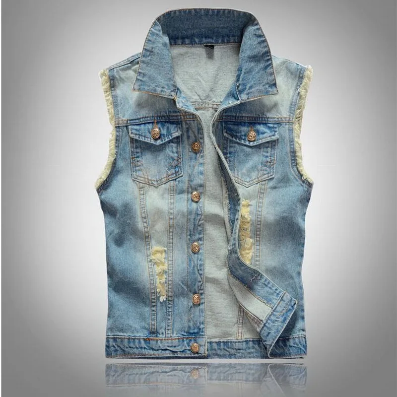 2019 VXO Brand Men Denim Vest Men Cowboy Sleeveless Camouflage Light-colored denim vest waistcoat hole JACKETS
2019 VXO Brand Men Denim Vest Men Cowboy Sleeveless Camouflage Light-colored denim vest waistcoat hole JACKETS
