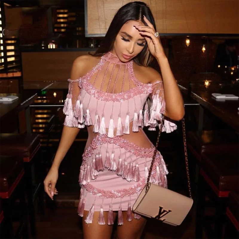 Hanging Neck Fringed Mesh Short Dress Sexy Shoulder Beaded Mini Dress Vestidos Verano 2018 Women Clothes Dresses for Women
Hanging Neck Fringed Mesh Short Dress Sexy Shoulder Beaded Mini Dress Vestidos Verano 2018 Women Clothes Dresses for Women