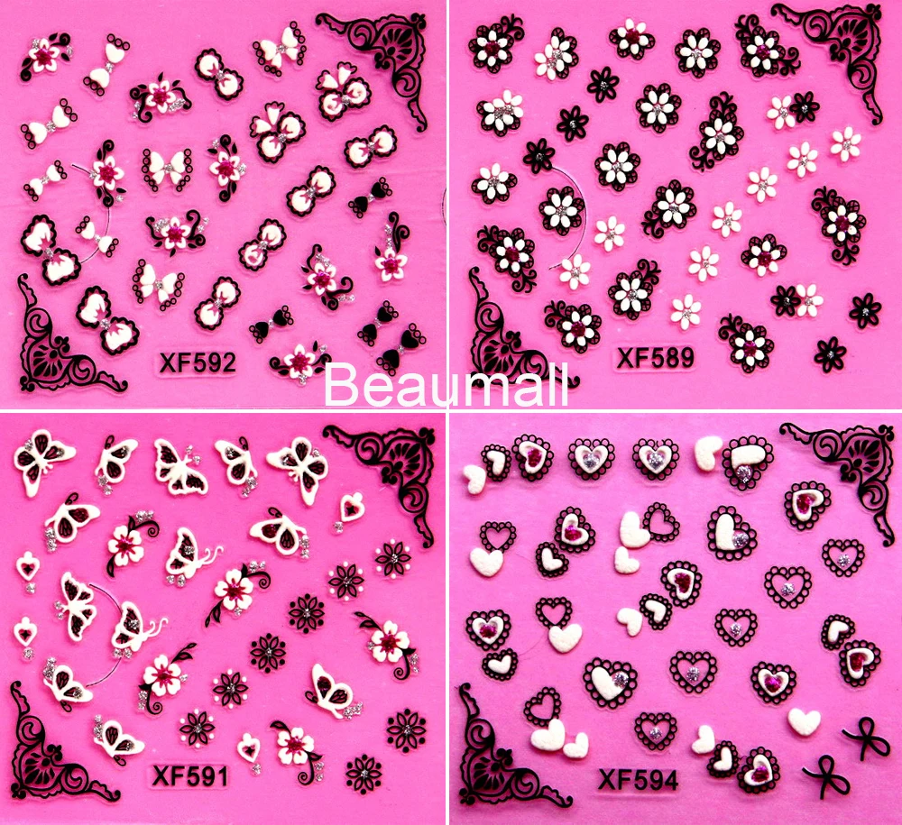 30 Designs Choices! Nails Art Manicure Back Glue 3D Black/White Decals Decorations Nail Stickers For Nails Tips Beauty
30 Designs Choices! Nails Art Manicure Back Glue 3D Black/White Decals Decorations Nail Stickers For Nails Tips Beauty