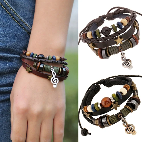 2016 New Unisex Music Beads Handmade Knitted Leather Adjustable Bangle Wristband Bracelet
2016 New Unisex Music Beads Handmade Knitted Leather Adjustable Bangle Wristband Bracelet