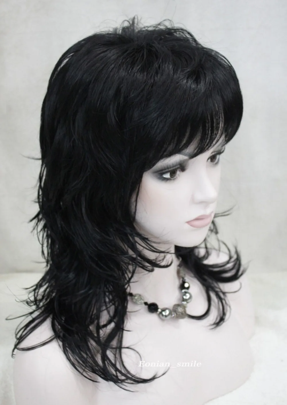 Hot Sell!heat Party hair Free shipping**** Fashion Black Medium Long Level Women Ladies wig E-TLC085 |