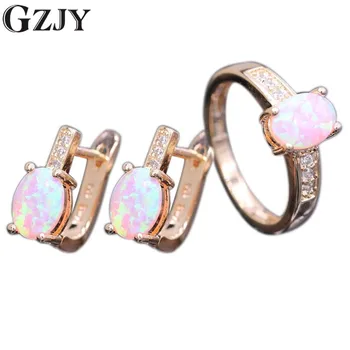 GZJY Beautiful Romantic Oval Natural Pink Fire Opal Zircon Gold Color Ring Earrings Set For Women Wedding Party Jewelry
GZJY Beautiful Romantic Oval Natural Pink Fire Opal Zircon Gold Color Ring Earrings Set For Women Wedding Party Jewelry