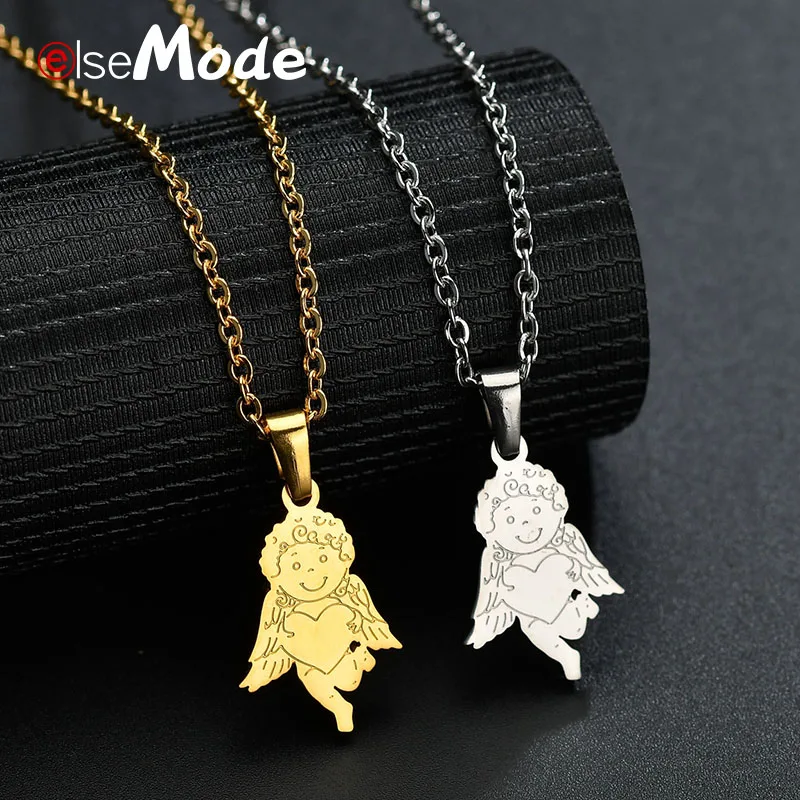 ELSEMODE Simple Angel Wings Love Heart Necklace 316L Stainless Steel Pendant Necklaces Amulet Jewelry Boys Girls Charm Gifts
ELSEMODE Simple Angel Wings Love Heart Necklace 316L Stainless Steel Pendant Necklaces Amulet Jewelry Boys Girls Charm Gifts