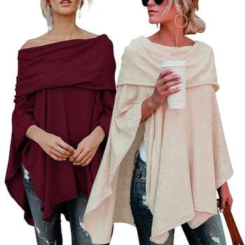 Fashion Asymmetric Off Shoulder Top Overlap Solid Poncho Pullover Sweater Women Clothing Ladies Casual Fall Tops
Fashion Asymmetric Off Shoulder Top Overlap Solid Poncho Pullover Sweater Women Clothing Ladies Casual Fall Tops
