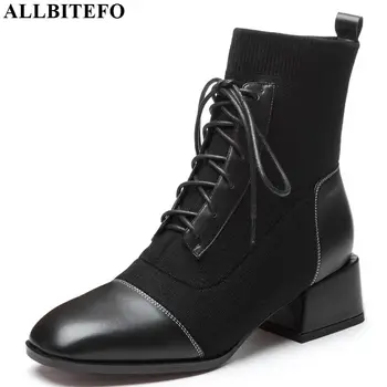 ALLBITEFO natural genuine leather+Knitting wool women boots comfortable Korean Edition fashion girls ankle boots Autumn Winter
ALLBITEFO natural genuine leather+Knitting wool women boots comfortable Korean Edition fashion girls ankle boots Autumn Winter