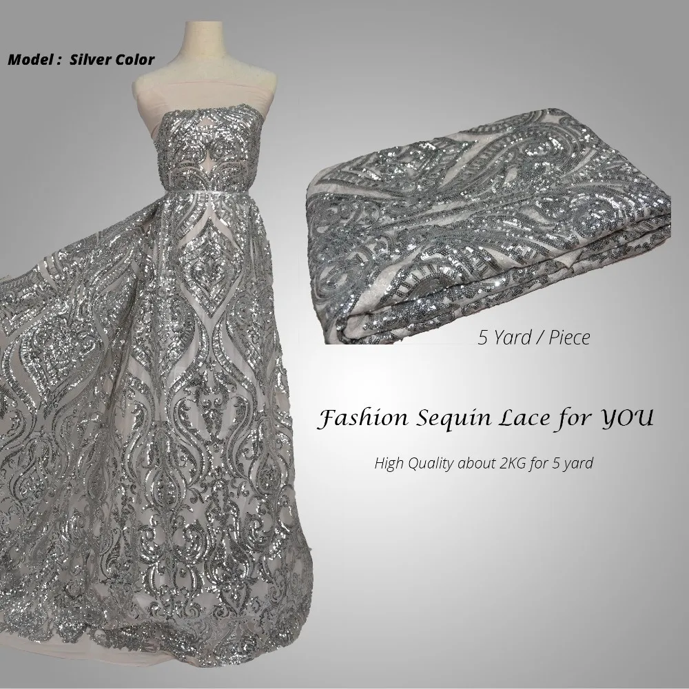 Nigerian Lace Fabrics in sequines Dress Material paillette silver sequin fabric 2018 high quality African sequin mesh fabric
Nigerian Lace Fabrics in sequines Dress Material paillette silver sequin fabric 2018 high quality African sequin mesh fabric
