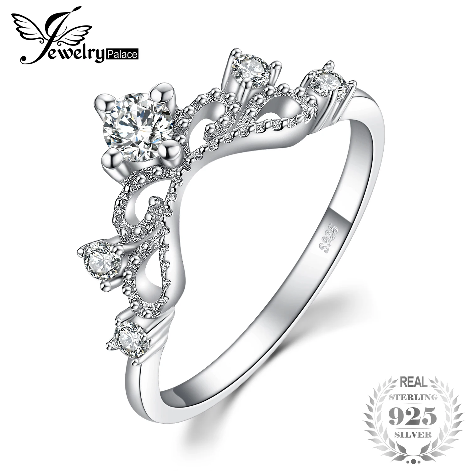 JewelryPalace Vintage 0.6ct Cubic Zirconia Anniversar Promise Wedding Engagement Ring 925 Sterling Silver Rings For Women | Украшения и