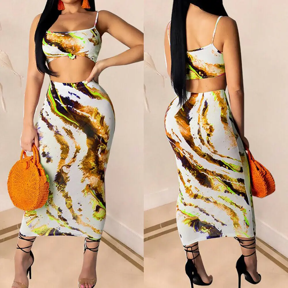 Two Piece Set 2019 Brand New Women Outfits Dye Painting Print Crop Top Pencil Skirt Set Matching Sets Woman Midi Skirt Top 2 PCS
Two Piece Set 2019 Brand New Women Outfits Dye Painting Print Crop Top Pencil Skirt Set Matching Sets Woman Midi Skirt Top 2 PCS