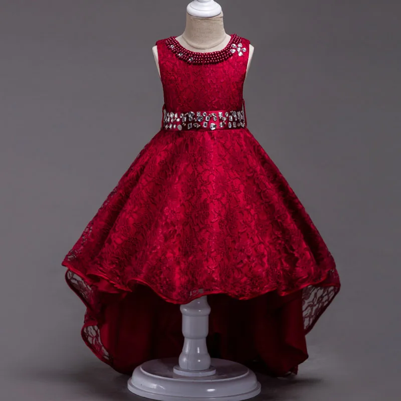 New 2021 Girls Party Dress Embroidered Formal Bridesmaid Wedding Lace Girl Christmas Princess Ball Gown Kids Vestido 4-14 year | Детская