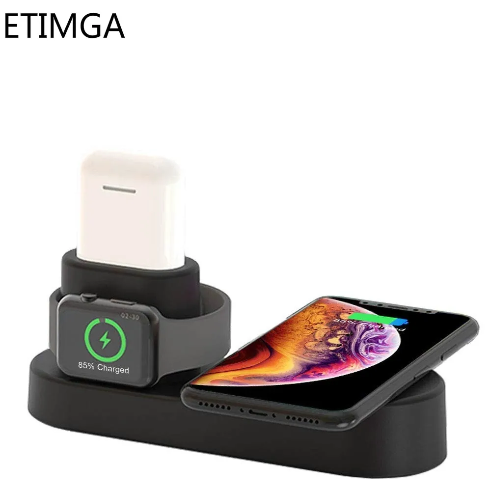ETIMGA Быстрая зарядка стенд для iPhone XS Max XR X 8 AirPods Apple Watch 4 3 2 Qi Беспроводная