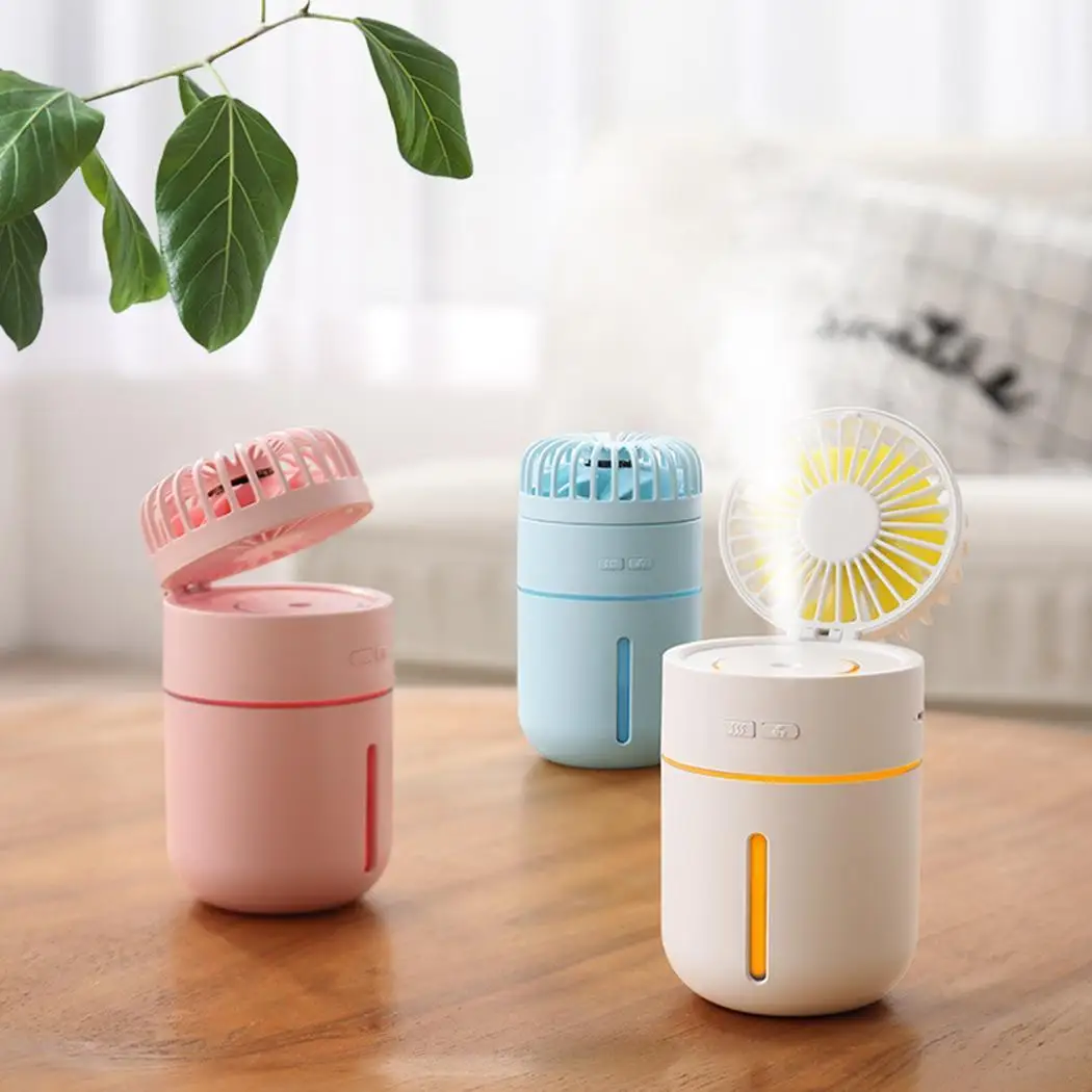 

Mini Fan USB Rechargeable Portable Desktop Cooler Humidifying Spray Cooling Fan For Home Office with 400ml Water Tank Capacity