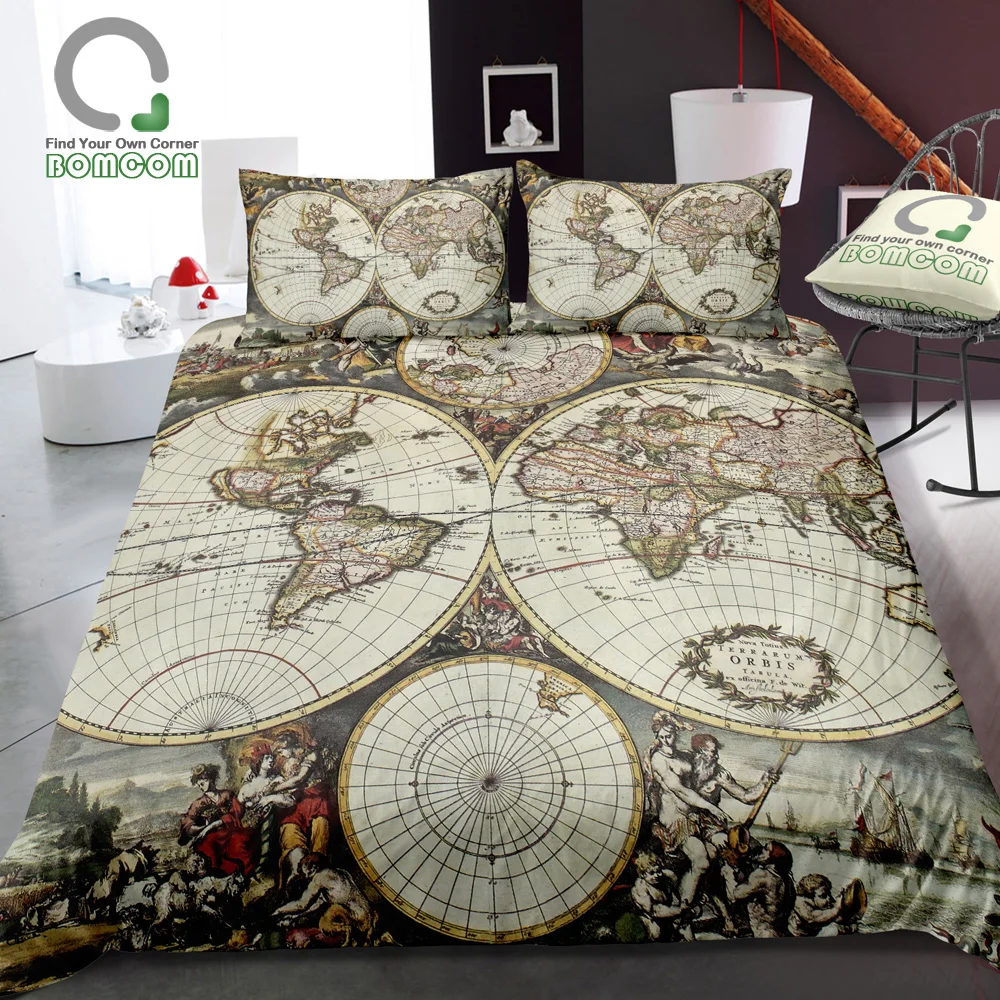 BOMCOM 3D Digital Printing Old map of world hemispheres Vintage World Map Amsterdam Duvet Cover Sets 100% Microfiber Clear
BOMCOM 3D Digital Printing Old map of world hemispheres Vintage World Map Amsterdam Duvet Cover Sets 100% Microfiber Clear