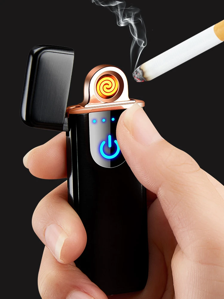 5 colors hot fashion ultra-thin windproof metal USB charging lighter to send gifts with
5 colors hot fashion ultra-thin windproof metal USB charging lighter to send gifts with