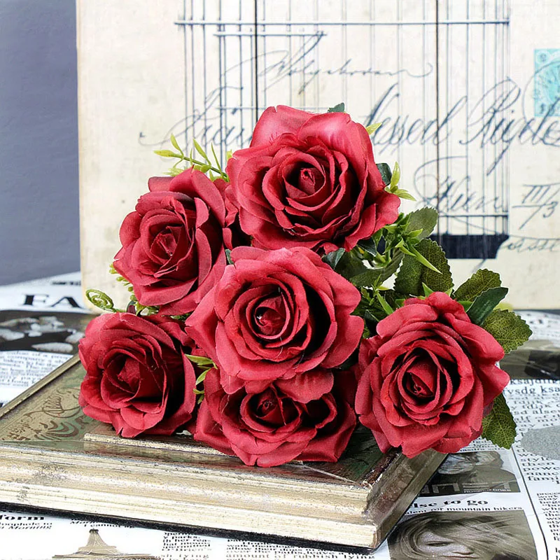 roses artificial flower bouquet wedding home decor (21)
