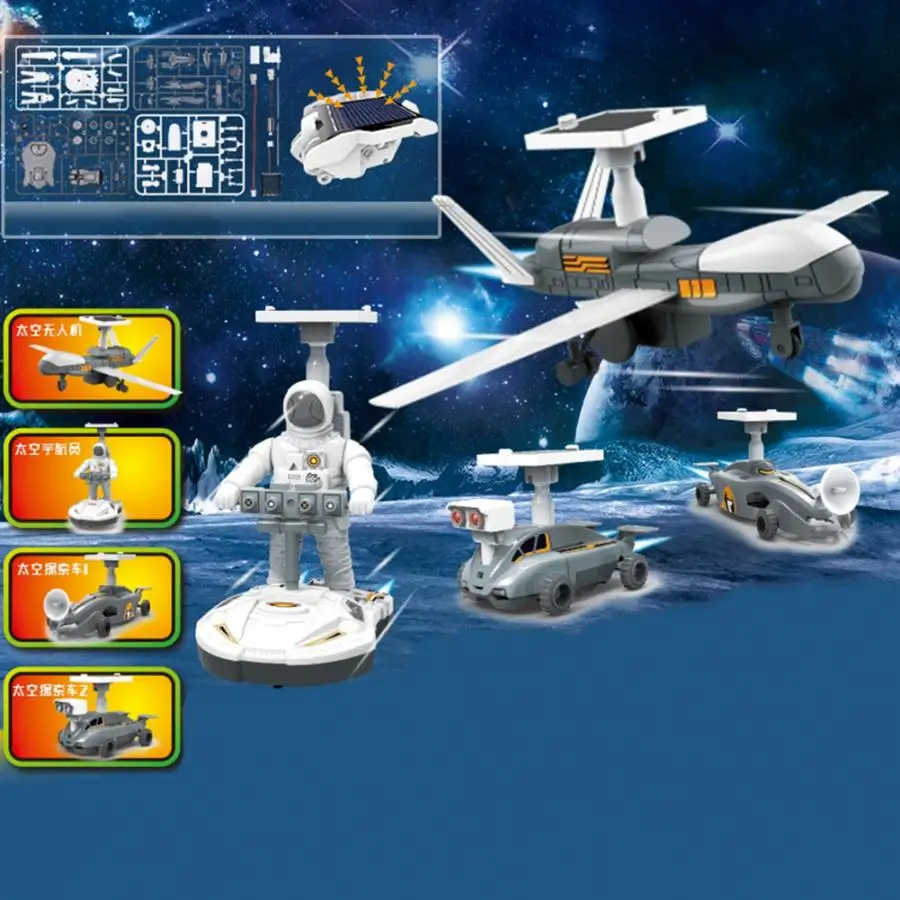 4in1 DIY Solar Power Science Experiment Toy Children Diy Kit Assemble Robot Space Base Station Spacecraft Moon Car Education Toy
4in1 DIY Solar Power Science Experiment Toy Children Diy Kit Assemble Robot Space Base Station Spacecraft Moon Car Education Toy