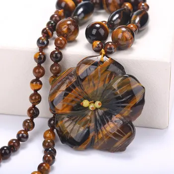 Women Necklace Tiger Eye Flower necklaces & pendants jade Hand Carved Crystal suspensions Prom Christmas gift colar masculino
Women Necklace Tiger Eye Flower necklaces & pendants jade Hand Carved Crystal suspensions Prom Christmas gift colar masculino