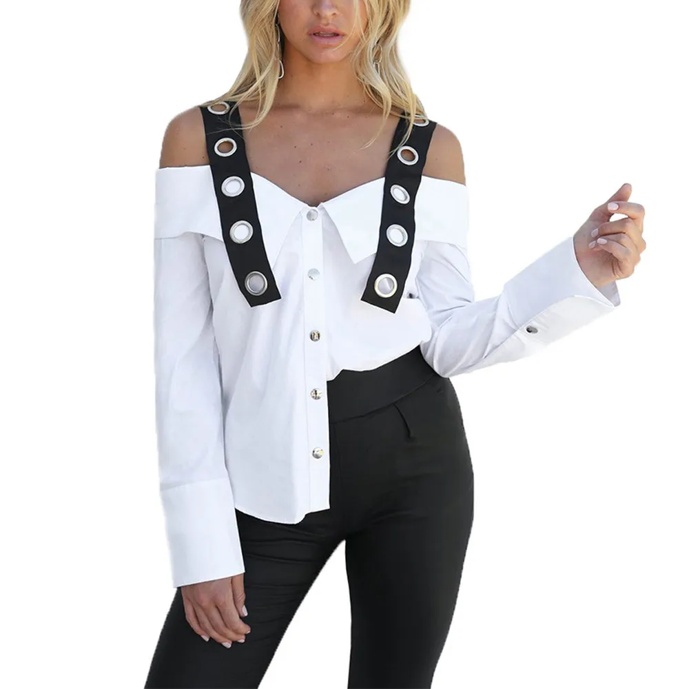 2019 Women white long sleeved chiffon Shirt fashion femme sexy courte manche Solid Button Cold Off Shoulder special casual tees
2019 Women white long sleeved chiffon Shirt fashion femme sexy courte manche Solid Button Cold Off Shoulder special casual tees
