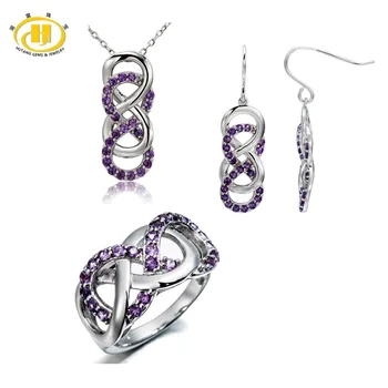 Hutang Natural Amethyst Solid 925 Sterling Silver Jewelry Sets Infinite Ring & Pendant & Earrings Fine Jewelry Women For Gift
Hutang Natural Amethyst Solid 925 Sterling Silver Jewelry Sets Infinite Ring & Pendant & Earrings Fine Jewelry Women For Gift