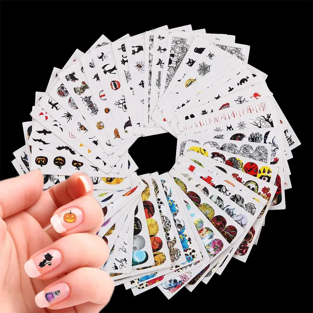 48Pcs/Set DIY Nail Art Water Transfer Stickers Tips Halloween Ghost Pumpkin Castle Skull Manicure Decoration Tools
48Pcs/Set DIY Nail Art Water Transfer Stickers Tips Halloween Ghost Pumpkin Castle Skull Manicure Decoration Tools