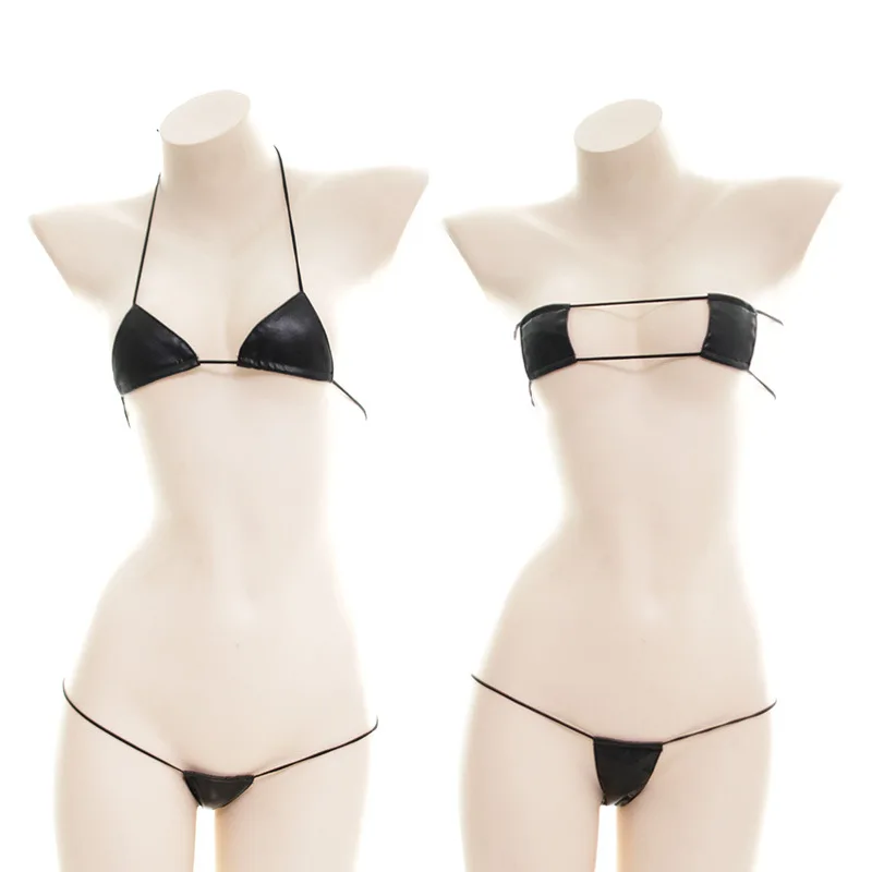 Three Point Micro Bikini Extreme PU Leather Mini Thong Set Underwear Japanese Sexy Suit Ladies Exotic apparel Kawaii Lingerie
Three Point Micro Bikini Extreme PU Leather Mini Thong Set Underwear Japanese Sexy Suit Ladies Exotic apparel Kawaii Lingerie