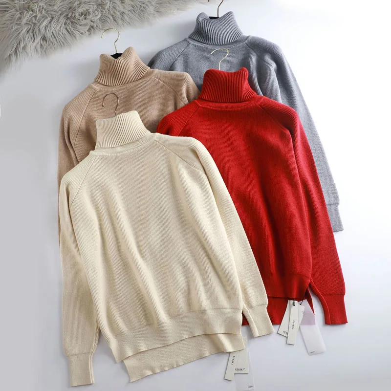 Turtleneck oversize Sweater Women autumn Winter thick Pullover sweater Solid Knit Tops Female split side loose casual Sweater
Turtleneck oversize Sweater Women autumn Winter thick Pullover sweater Solid Knit Tops Female split side loose casual Sweater