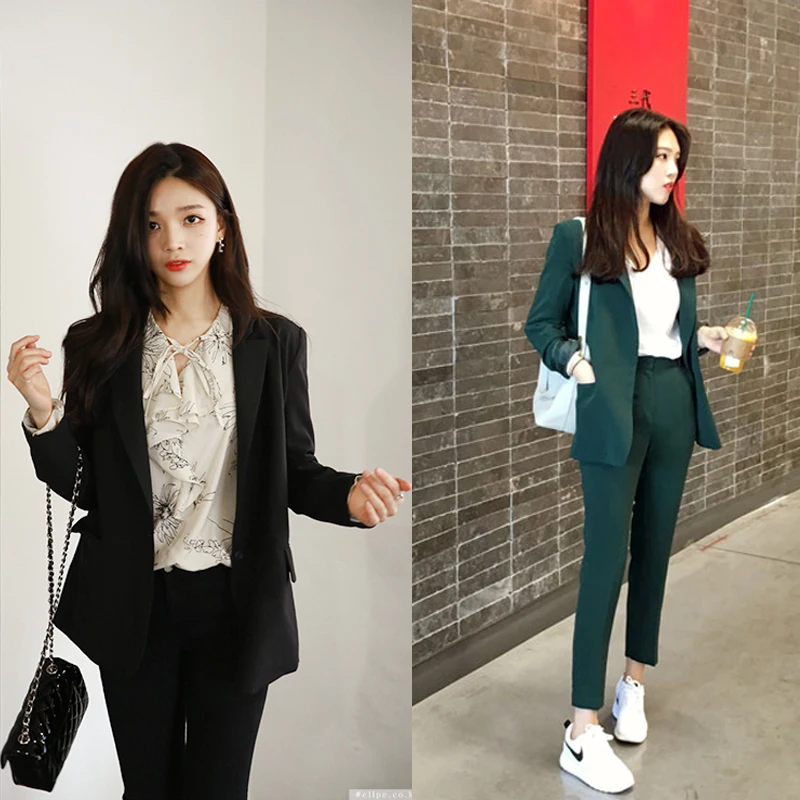 Set women's spring and autumn new fashion casual suit nine pants two sets of women's lapel one button was thin business wear
Set women's spring and autumn new fashion casual suit nine pants two sets of women's lapel one button was thin business wear