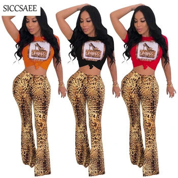 Pump Leopard Print Two Piece Set Short Sleeve Tee Rhinestone Beaded Wide Leg Bell Bottom Pants Sweat Suit Sexy Casual Outfits
Pump Leopard Print Two Piece Set Short Sleeve Tee Rhinestone Beaded Wide Leg Bell Bottom Pants Sweat Suit Sexy Casual Outfits