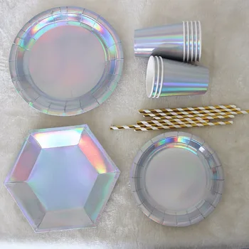 Iridescent Paper Plate Cup Rainbow Gradient Disposable Tableware Sets For Wedding Baby Shower Birthday Party Supplies decoration
Iridescent Paper Plate Cup Rainbow Gradient Disposable Tableware Sets For Wedding Baby Shower Birthday Party Supplies decoration