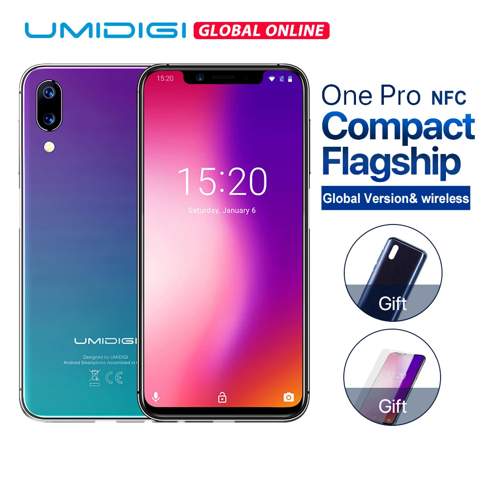 UMIDIGI One Pro 5 9 &quotAndroid 8 1 смартфон P23 Восьмиядерный 4G B 6 стороны touch 12MP + 5MP беспроводной