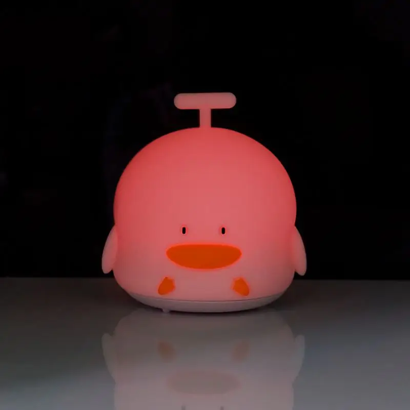 Touch Night Light Duck Shape Cartoon USB Charging Lights Dimming Bed Head Feeding LED Gift Yellow Pink Lamp