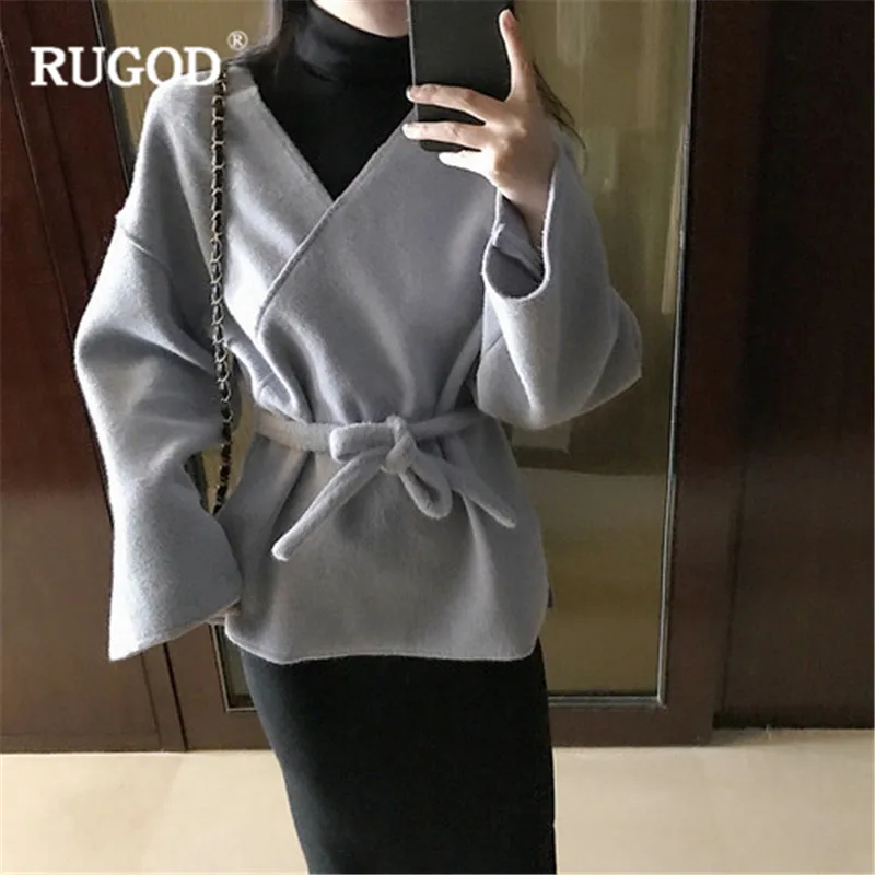 RUGOD 2019 Spring Short Wool Coat Jackets Women Elegant V Neck Long Sleeve Belted Jacket Casual Solid Short Coat
RUGOD 2019 Spring Short Wool Coat Jackets Women Elegant V Neck Long Sleeve Belted Jacket Casual Solid Short Coat