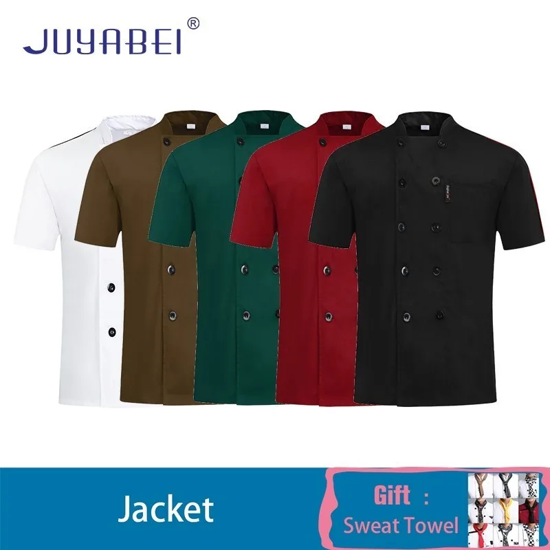 Chef Jacket Restaurant Uniform Short Sleeve Kitchen Barbershop Catering Hotel Sushi Waiter Waitress Work Clothes Free Scarf Gift
Chef Jacket Restaurant Uniform Short Sleeve Kitchen Barbershop Catering Hotel Sushi Waiter Waitress Work Clothes Free Scarf Gift