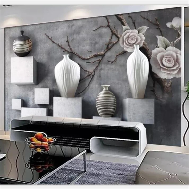 beibehang Wallpaper custom living room bedroom wallpaper mural creative black and white vase 3D sofa TV background wall
beibehang Wallpaper custom living room bedroom wallpaper mural creative black and white vase 3D sofa TV background wall
