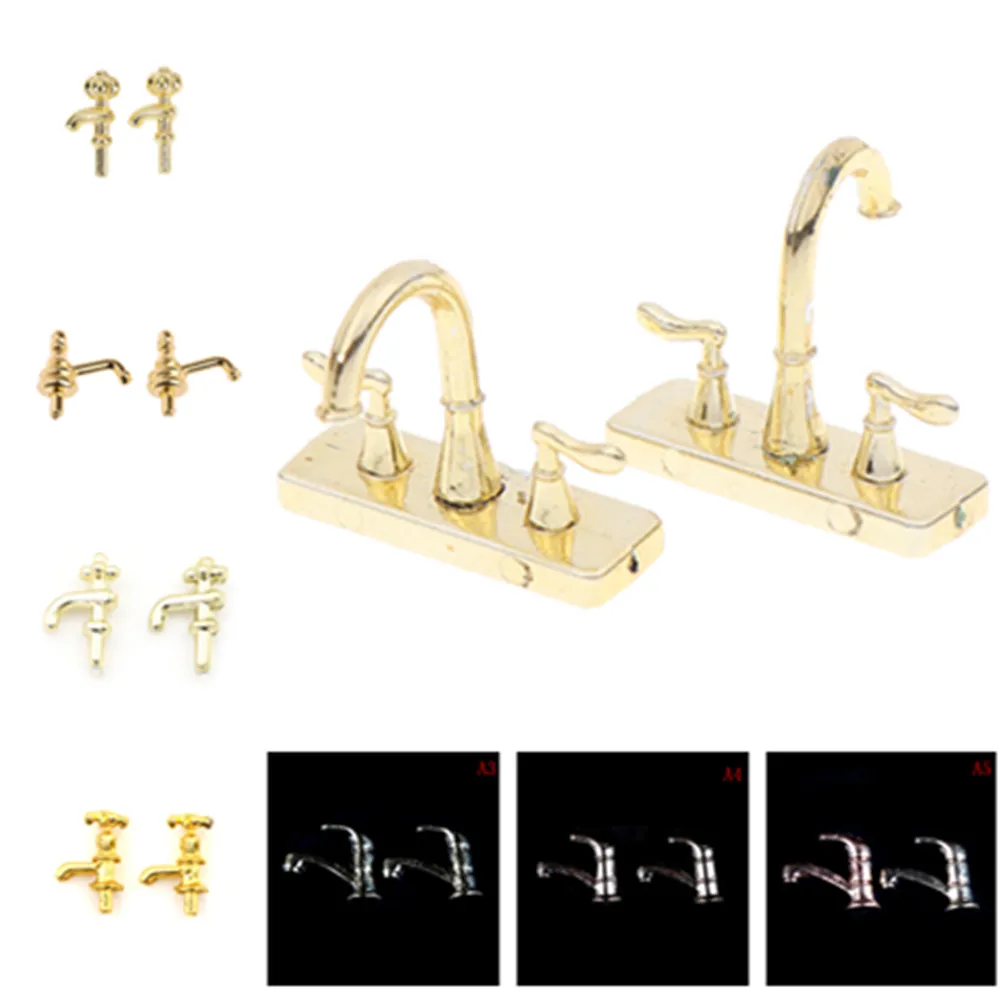 Dollhouse Miniature Metal Sink Kit with Faucet 1:12 Miniatures for Doll House