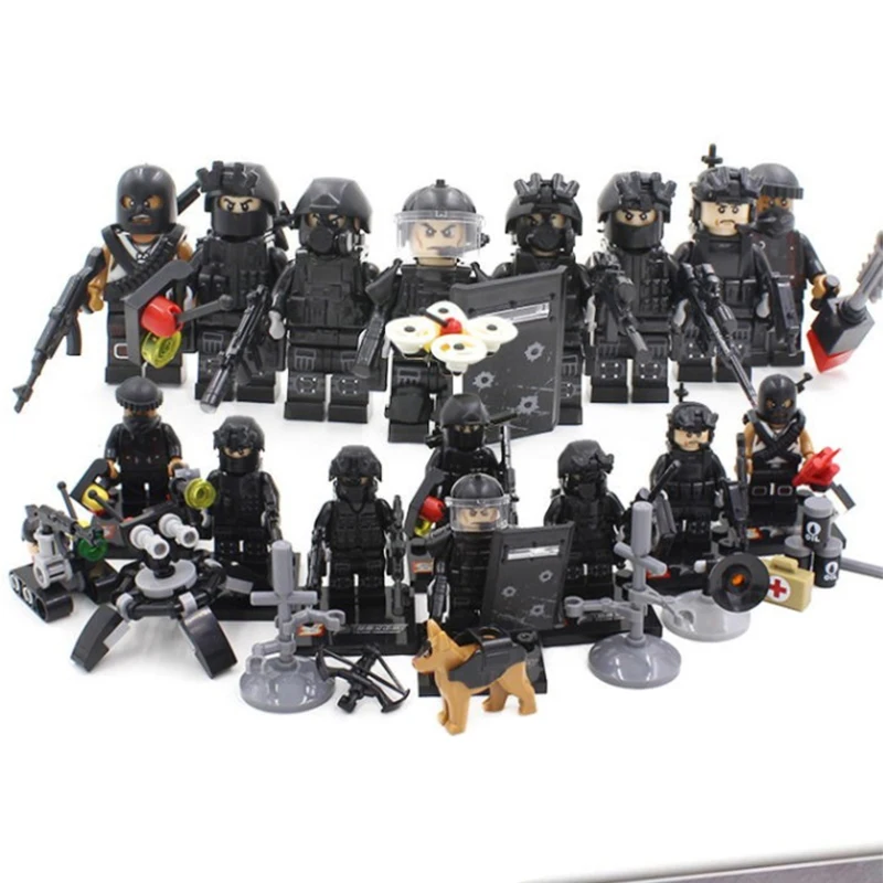 8Pcs Legoinglys Military City Police Set SWAT Team Army Soldiers With Weapons WW2 Building Blocks Toys For Boys Gift
8Pcs Legoinglys Military City Police Set SWAT Team Army Soldiers With Weapons WW2 Building Blocks Toys For Boys Gift