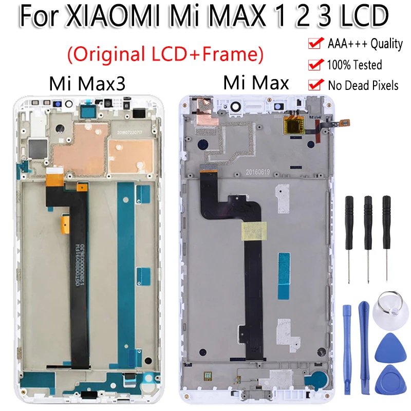 100% Tested LCD+Frame For Xiaomi Mi MAX 1 2 3 LCD Display Touch Screen Digiziter Assembly For Mi MAX1 2 3 Replacement Free Tools
100% Tested LCD+Frame For Xiaomi Mi MAX 1 2 3 LCD Display Touch Screen Digiziter Assembly For Mi MAX1 2 3 Replacement Free Tools