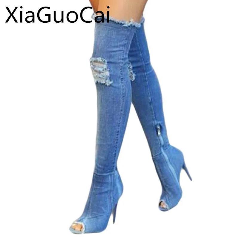 2018 Blue High Heels Women Boots Demin Thin Heels Peep Toe Female Boots Drop Shipping Long Leather Boots Z466 35
2018 Blue High Heels Women Boots Demin Thin Heels Peep Toe Female Boots Drop Shipping Long Leather Boots Z466 35