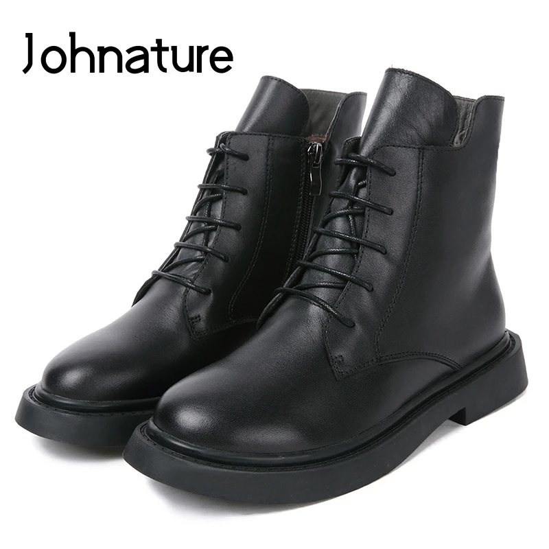 Johnature 2019 New Autumn/Winter Solid Round Toe Genuine Leather Cross-tied Sewing Zipper Ankle Boots Flat Platform Women Shoes
Johnature 2019 New Autumn/Winter Solid Round Toe Genuine Leather Cross-tied Sewing Zipper Ankle Boots Flat Platform Women Shoes