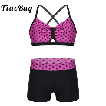 TiaoBug Kids Teens Spaghetti Straps Polka Dots Crop Top with Shorts Children Girls Two-piece Ballet Gymnastics Sports Dance Set
TiaoBug Kids Teens Spaghetti Straps Polka Dots Crop Top with Shorts Children Girls Two-piece Ballet Gymnastics Sports Dance Set