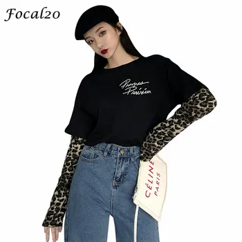 Focal20 Harajuku Leopard Patchwork Letter Women T-shirt Fake Two Pieces O-Neck Long Sleeve Female T Shirt Tee Top Streetwear
Focal20 Harajuku Leopard Patchwork Letter Women T-shirt Fake Two Pieces O-Neck Long Sleeve Female T Shirt Tee Top Streetwear