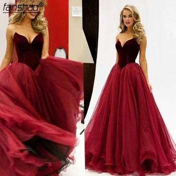 Simple Dark Red Velvet Evening Dresses Tulle A line V neck Plus Size Elegant Long Prom Gown-in Evening Dresses from Weddings & E
Simple Dark Red Velvet Evening Dresses Tulle A line V neck Plus Size Elegant Long Prom Gown-in Evening Dresses from Weddings & E