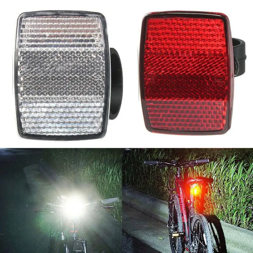 Фото Handlebar Mount Safe Reflector With Holder Bicycle Bike Front Rear Warning Red / White New Seatpost Back Light P60 | Спорт и