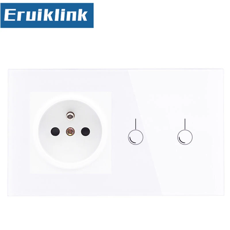 Eruiklink 16A EU standard Wall Power Socket With Light Switch, AC220~250V,White Crystal Glass Panel Wall Touch Switch
Eruiklink 16A EU standard Wall Power Socket With Light Switch, AC220~250V,White Crystal Glass Panel Wall Touch Switch