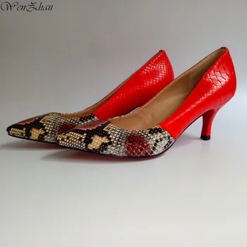 WENZHAN Shiny Snake Leather With Red Shoes 7CM Spring Thin heel soft short pump shoes Shine Wedding Party Footwears 35-43 710-24
WENZHAN Shiny Snake Leather With Red Shoes 7CM Spring Thin heel soft short pump shoes Shine Wedding Party Footwears 35-43 710-24