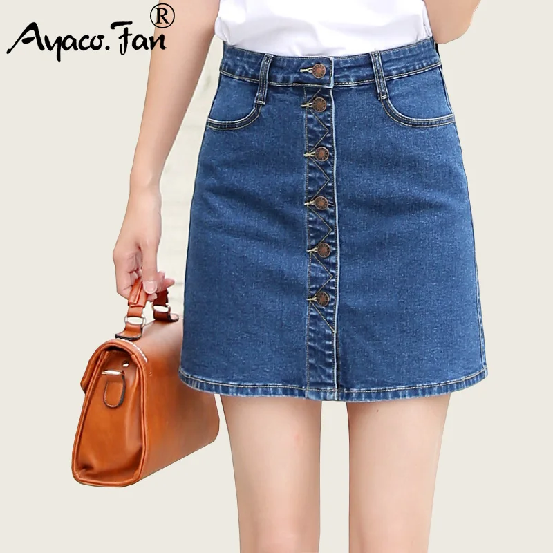 2019 Summer New Jeans Skirt Women High Waist Button Denim A-Line Skirts Student Female Girl Mini Saia Faldas Casual Pencil Skirt
2019 Summer New Jeans Skirt Women High Waist Button Denim A-Line Skirts Student Female Girl Mini Saia Faldas Casual Pencil Skirt