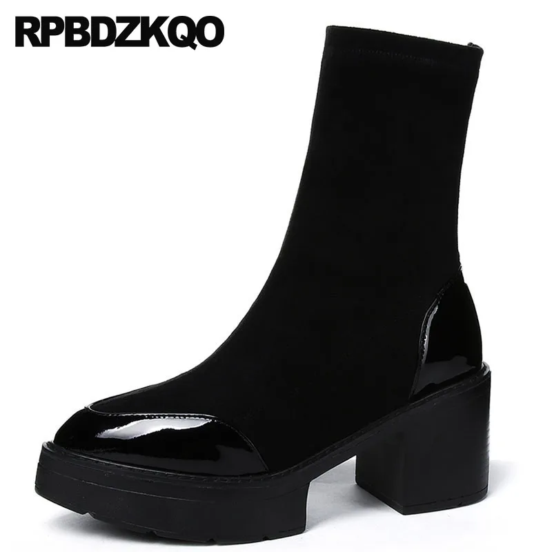 Women Boots Winter 2018 Genuine Leather Black Handmade Chunky Platform Suede Slip On High Heel Fur Creepers Patent Shoes Ankle
Women Boots Winter 2018 Genuine Leather Black Handmade Chunky Platform Suede Slip On High Heel Fur Creepers Patent Shoes Ankle