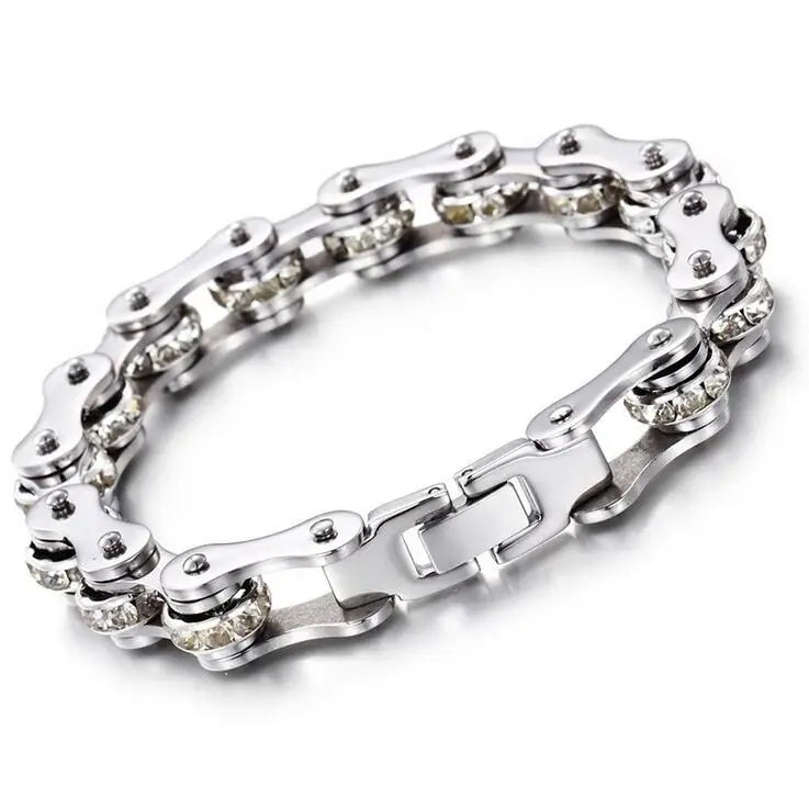 21CM*12mm Women Mens Rhinestone Bike Bracelets 316L Stainless Steel Motorcycle Biker Bicycle White Crystal CZ Bracelet Jewelry
21CM*12mm Women Mens Rhinestone Bike Bracelets 316L Stainless Steel Motorcycle Biker Bicycle White Crystal CZ Bracelet Jewelry
