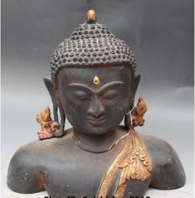 JP S0191 12" Tibet Buddhism Bronze Gilt Shakyamuni Sakyamuni Buddha Head Bust Statue (B0328)
JP S0191 12" Tibet Buddhism Bronze Gilt Shakyamuni Sakyamuni Buddha Head Bust Statue (B0328)