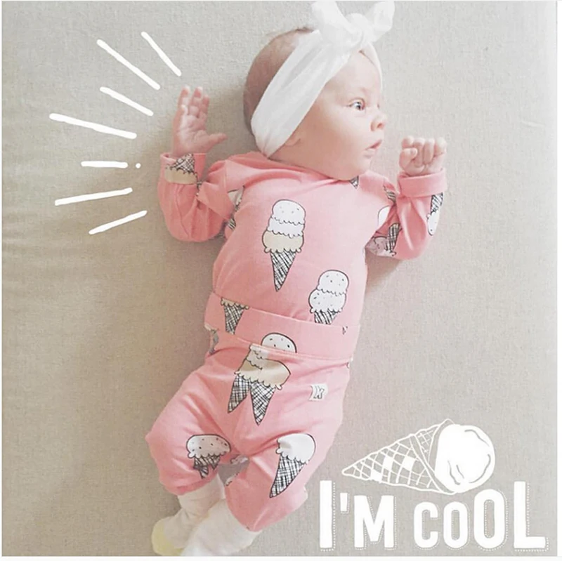 Cute Cartoon Ice Cream Newborn Baby Girls Clothes Set Toddler Long Sleeve T-shirt Tops+Pants Infant Clothing Outfits
Cute Cartoon Ice Cream Newborn Baby Girls Clothes Set Toddler Long Sleeve T-shirt Tops+Pants Infant Clothing Outfits